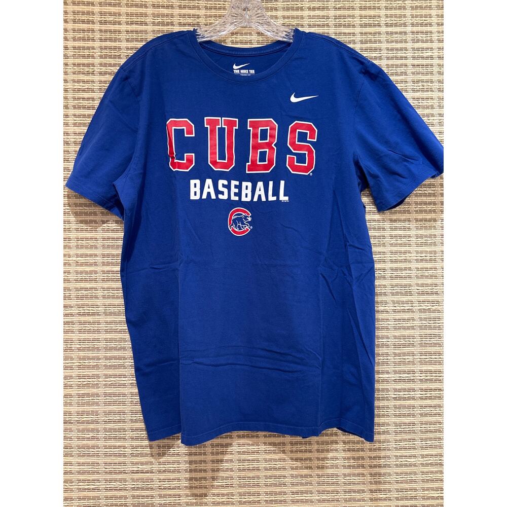 NIKE Chicago Cubs Baseball Fan Tee Royal Blue Graphic Short Sleeve FanTee XL